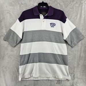 Vintage TCU Horned Frogs Polo Shirt Mens Size Large‎ Purple/ Gray